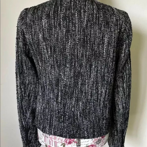 Ladies DECJUBA Black White Wool Blend Blazer Size 10 Zippered Pockets Lined - Picture 12 of 12